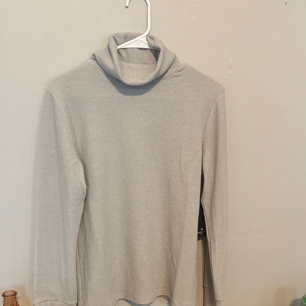 Silver Turtleneck Sweater